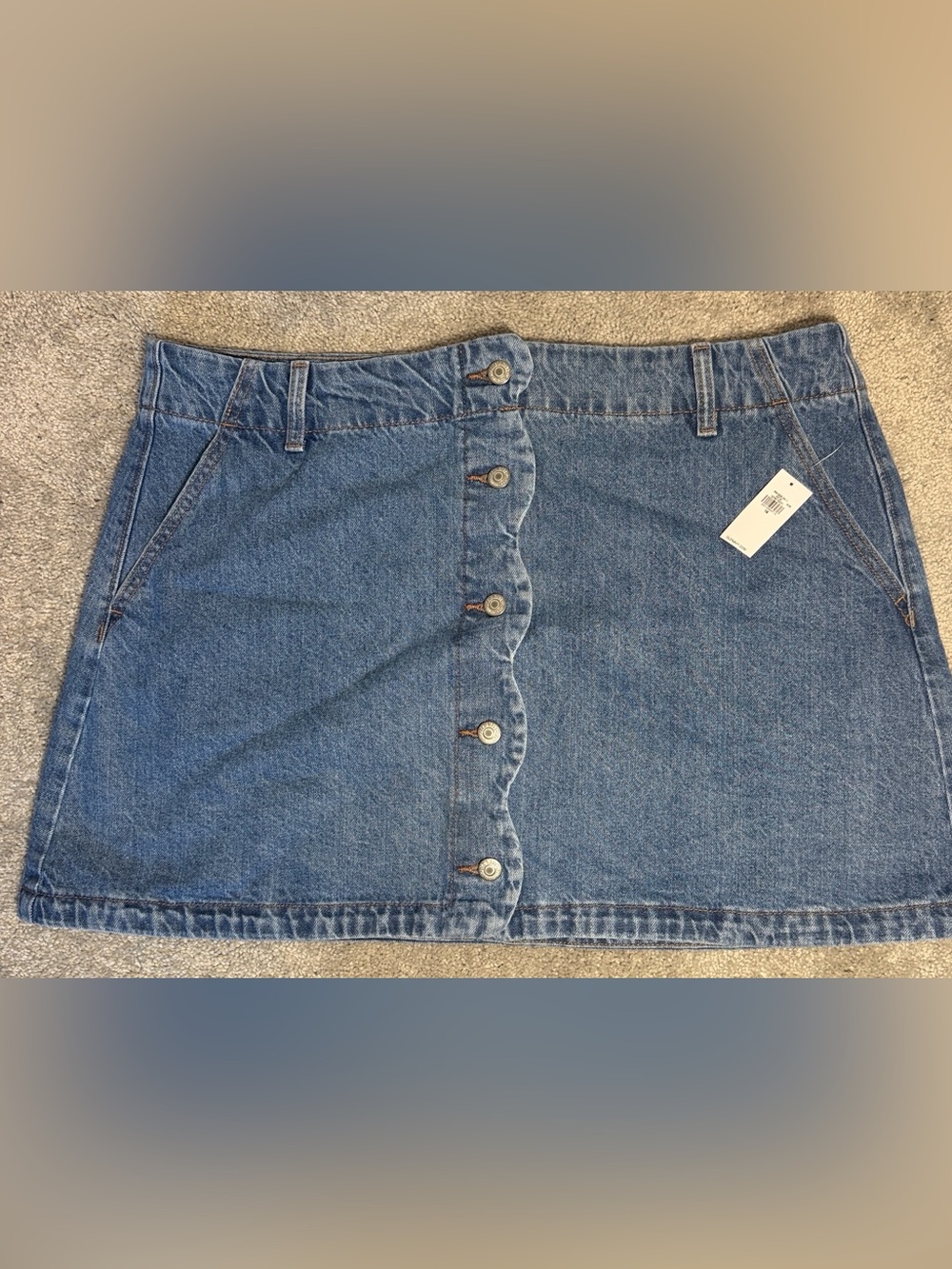 Old Navy Classic Blue Button-Front Denim Mini Skirt